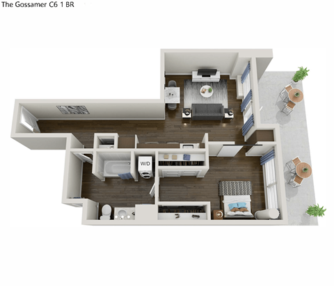 781 square foot 1 bedroom ** Patio on the 2nd floor and a balcony on all other floors